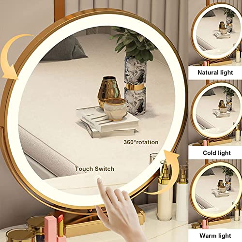 Gray Makeup Vanity Set with Lighted Mirror and Cushioned Stool L451138