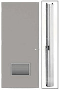 Gray Flush Steel Louvered Commercial Door with Hardware E3196