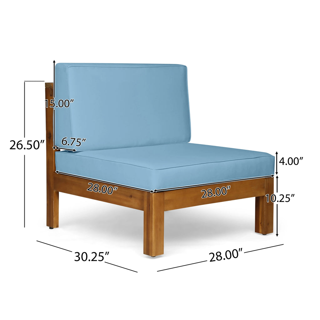 Blue Teak Finish Acacia Wood Sectional Sofa Set R8485