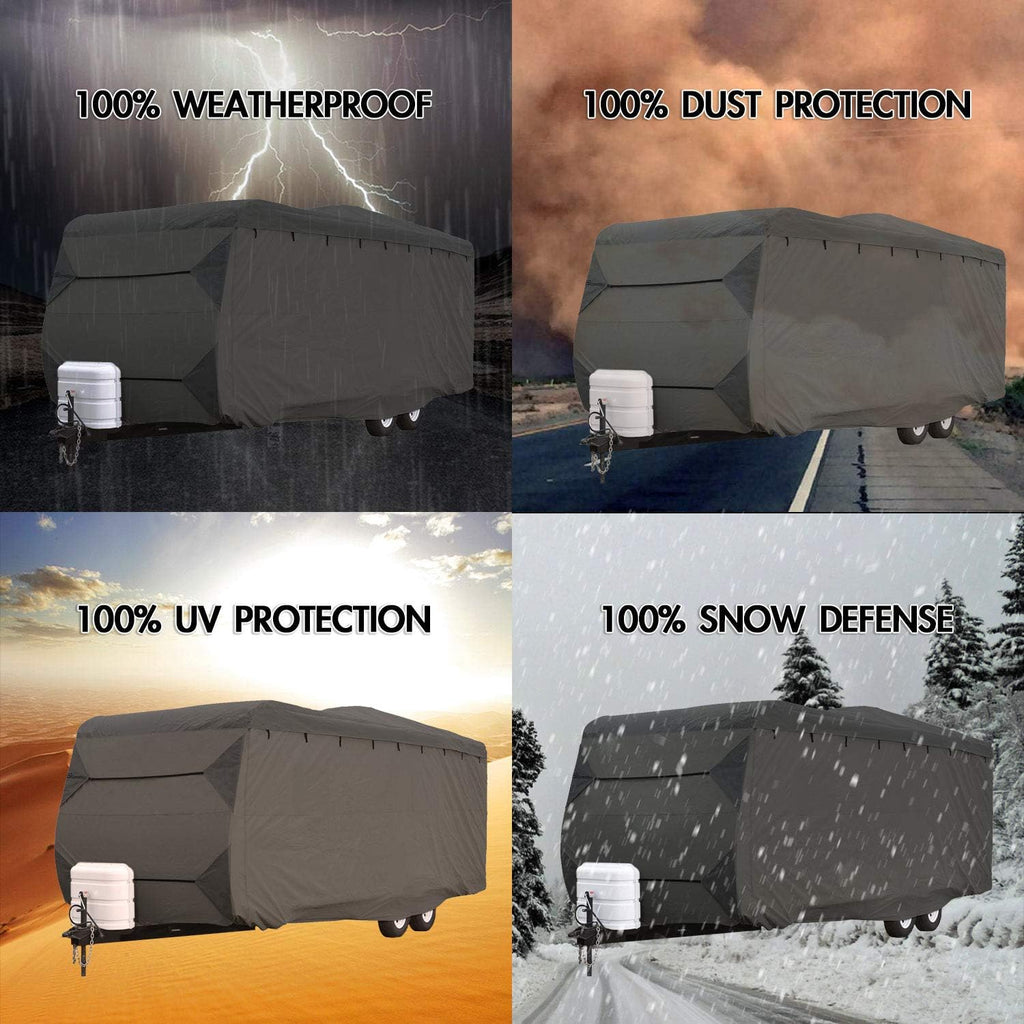 Waterproof RV Travel Trailer Cover Fits 14'-16' with Zippered Panels N12525
