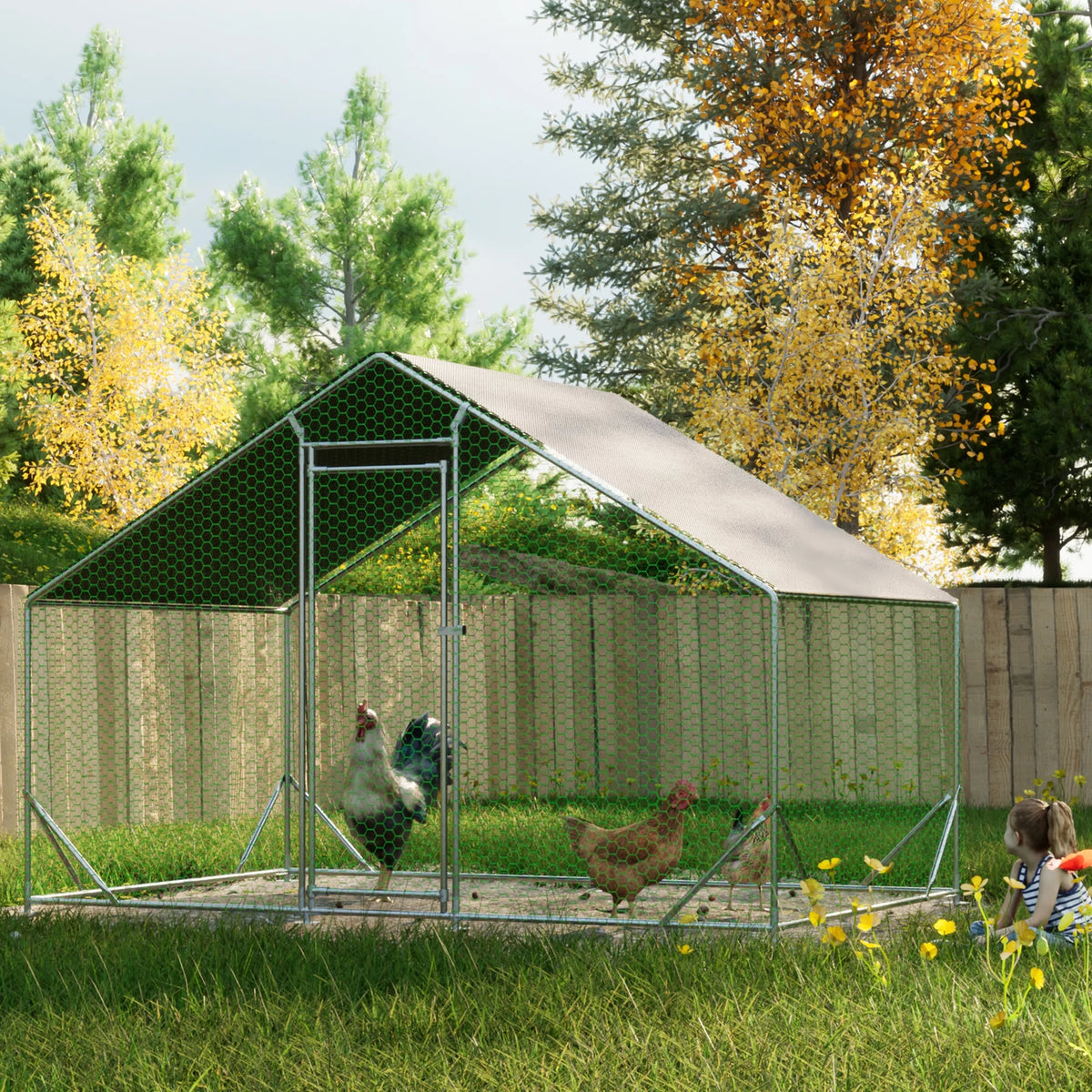 Large Metal Chicken Coop with Waterproof Cover P9866