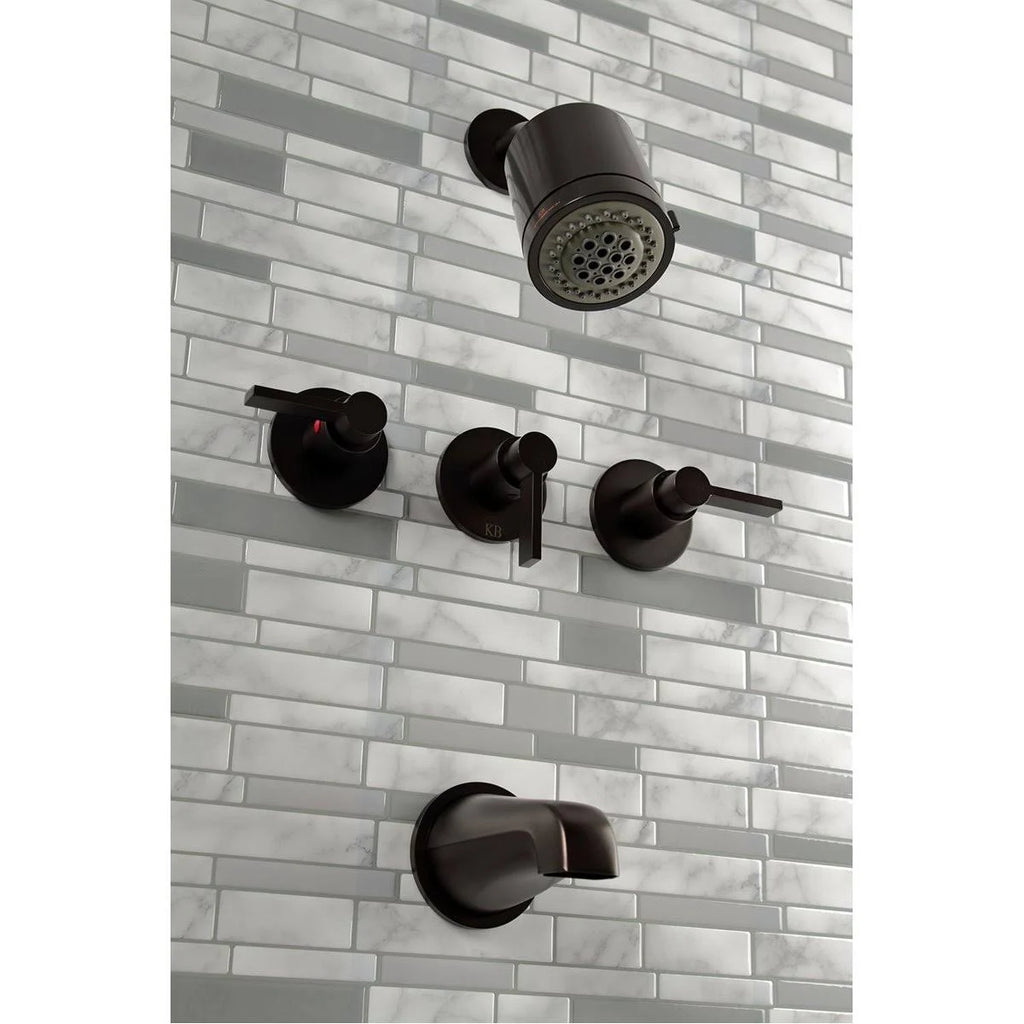 Oil Rubbed Bronze Three-Handle Tub and Shower Faucet D85673