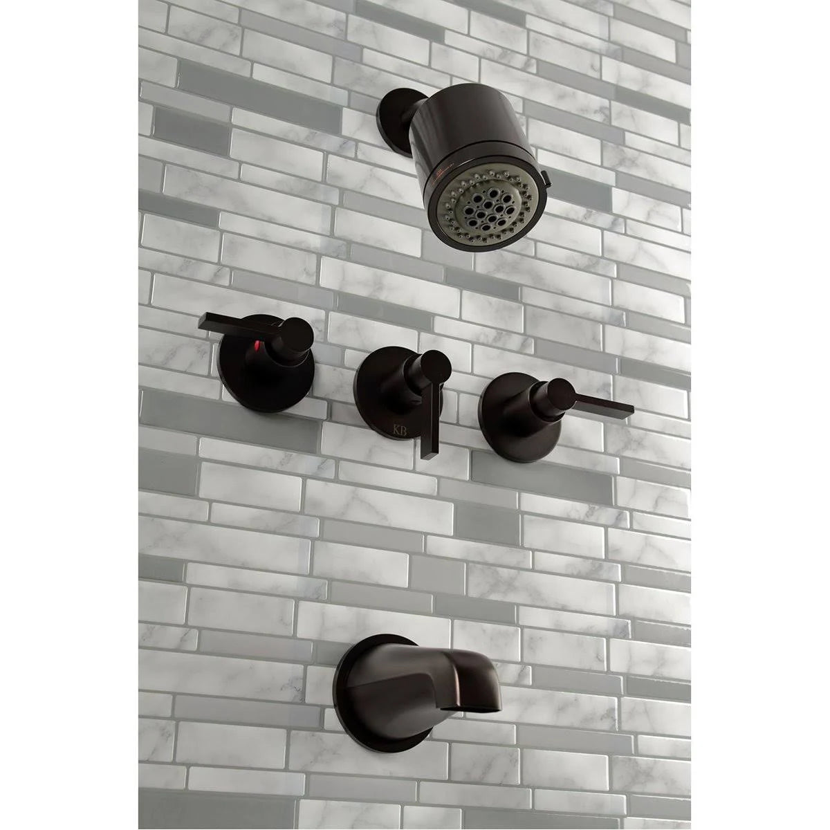 Oil Rubbed Bronze Three-Handle Tub and Shower Faucet D85673