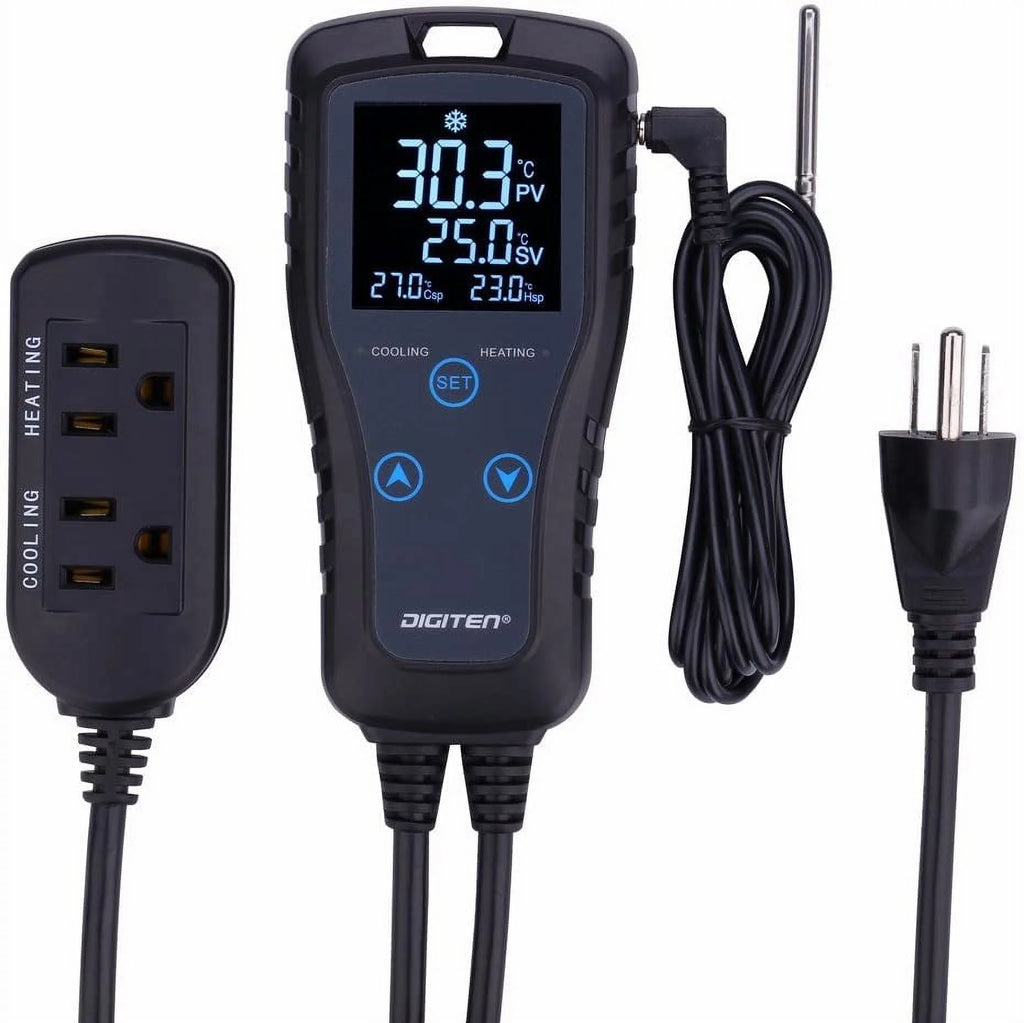 2-Stage Temperature Controller Thermostat Outlet 110V 10A C4296