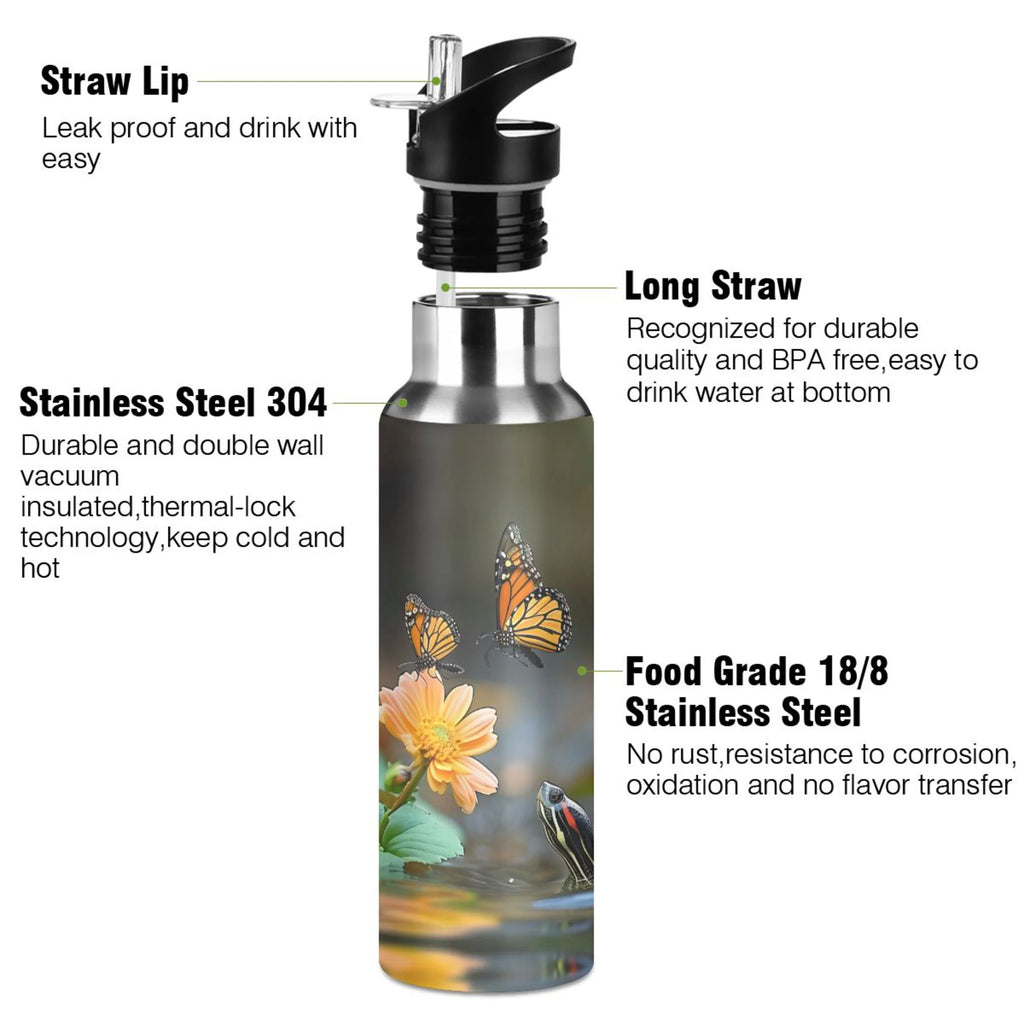 20 oz Insulated Stainless Steel Water Bottle with Straw Lid G409