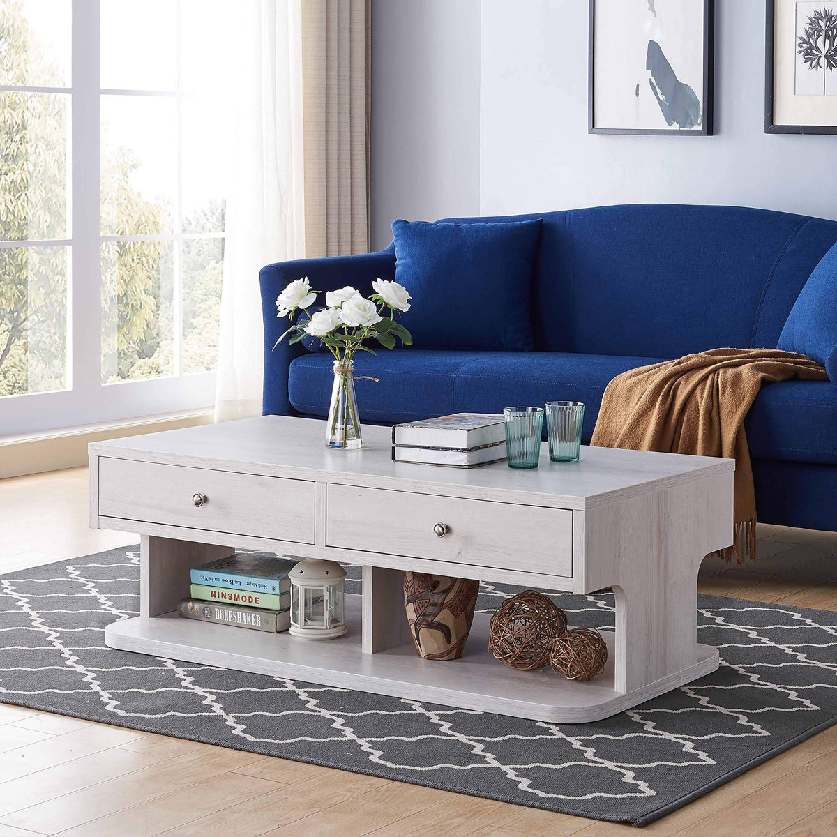 White Oak 2-Drawer Coffee Table Y167465