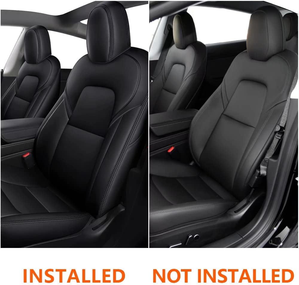 Faux Leather Car Seat Cover Full Set Front Rear Seat Black 5 Seats A14783