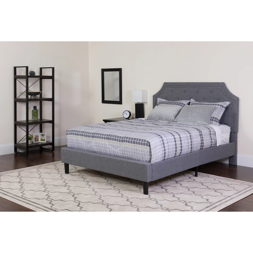 Full Size Tufted Upholstered Platform Bed with Pocket Spring Mattress X29183