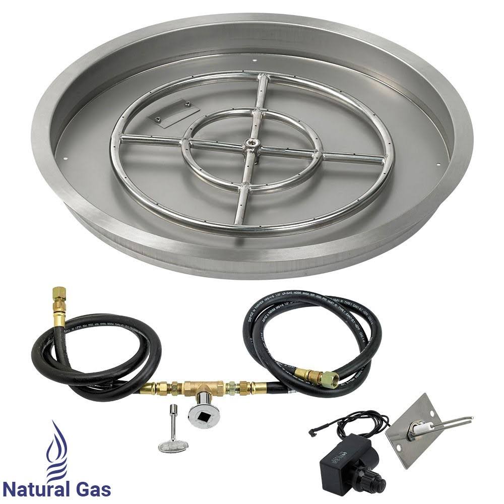 25 Round Stainless Steel Drop-In Fire Pit Pan with Spark Ignition Kit B55166