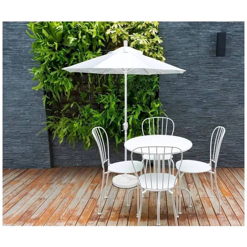 9 ft. Stone Black Aluminum Market Patio Umbrella in Hot Pink Sunbrella U39085