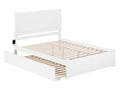 White Solid Wood Platform Bed with Footboard & Twin XL Trundle, Queen K7916