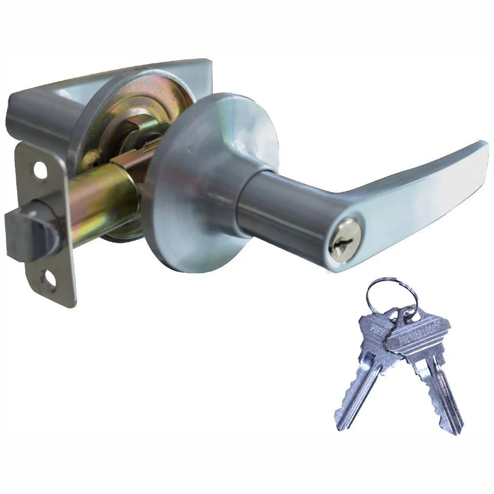 Satin Nickel Entry Door Lever Lock Set, 6-Pack, Keyed Alike R912358