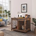 Large Wooden Dog Crate Furniture with Wheels K978