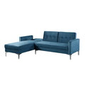 Blue Velvet Convertible Sectional Sofa J89601