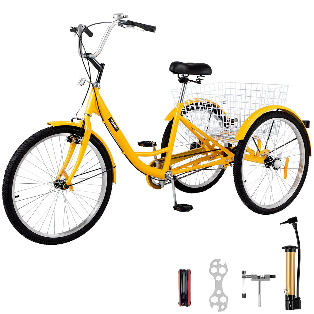 24 1-Speed 3 Wheel Adult Tricycle with Basket Y53424