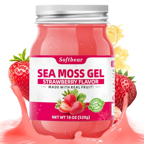 Strawberry Flavored Sea Moss Gel 18 OZ Organic Raw Vegan N85303