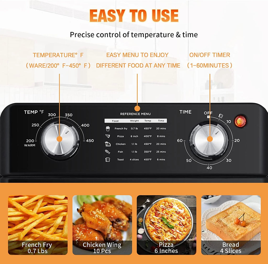 10 Quart Black Air Fryer Toaster Oven W845