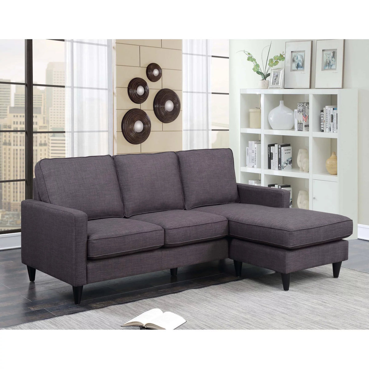 Charcoal Reversible Chaise Sectional B38798