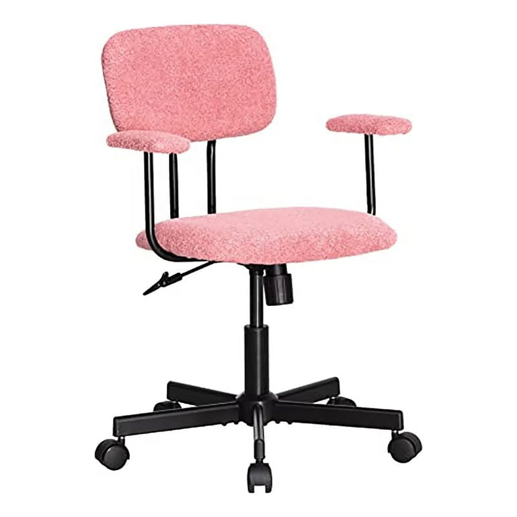 Pink Velvet Fabric Home Office Chair with Armrest Y55842