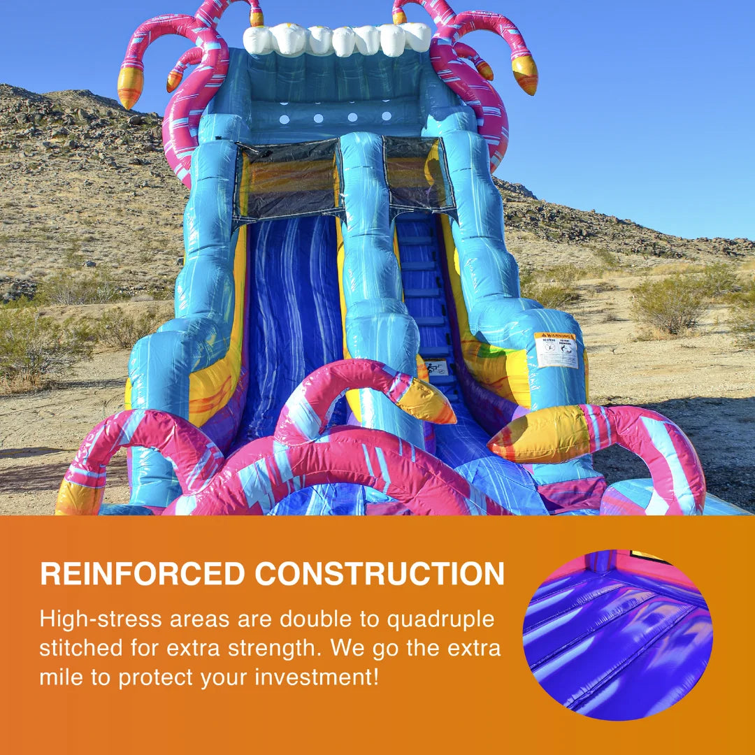 Commercial Grade Bounce House Inflatable with Water Slide and Pool Combo, Dual Lane Slide Z96279