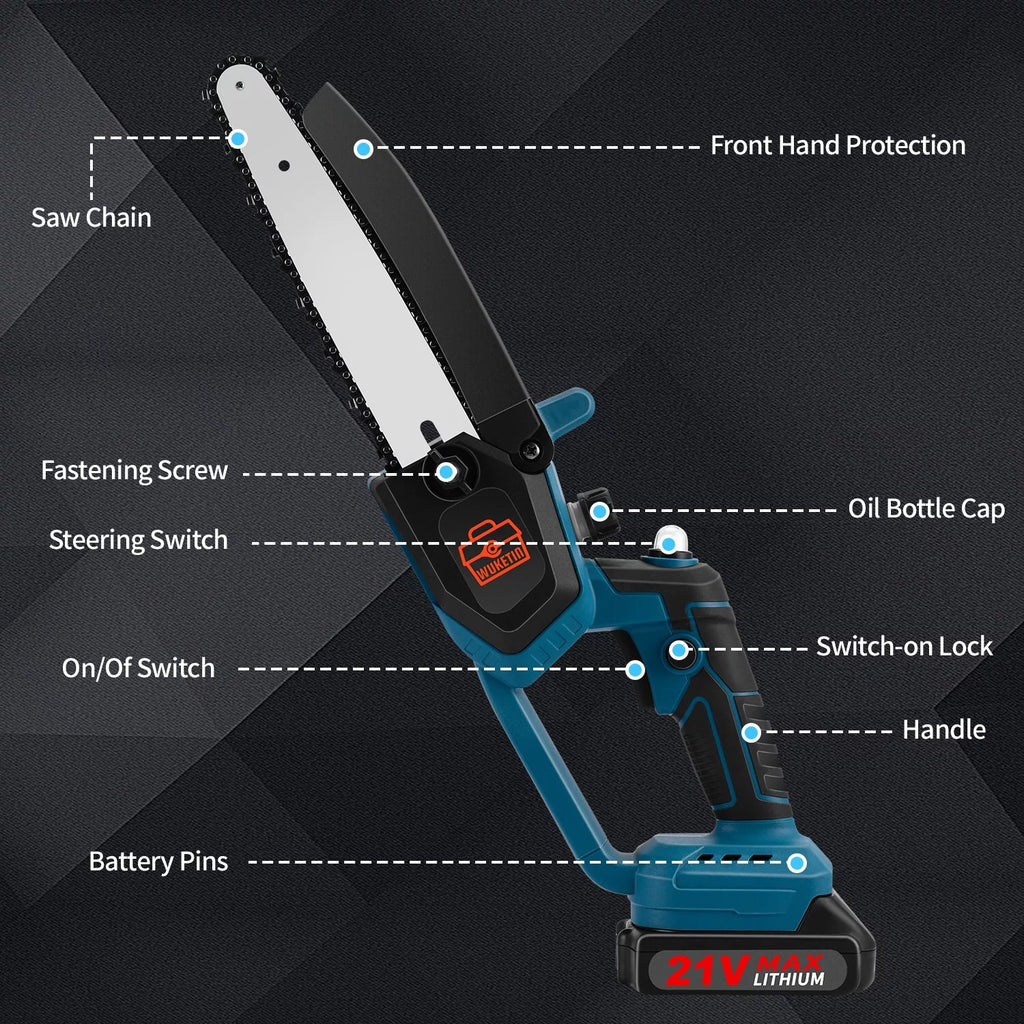 6 Inch 8 Inch Cordless Chainsaw with 2 Battery Auto-oil System P823