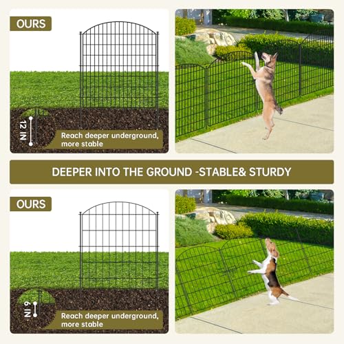 16 Panels 32in x 38.6ft Rustproof Metal Garden Fence with Gate Y82371