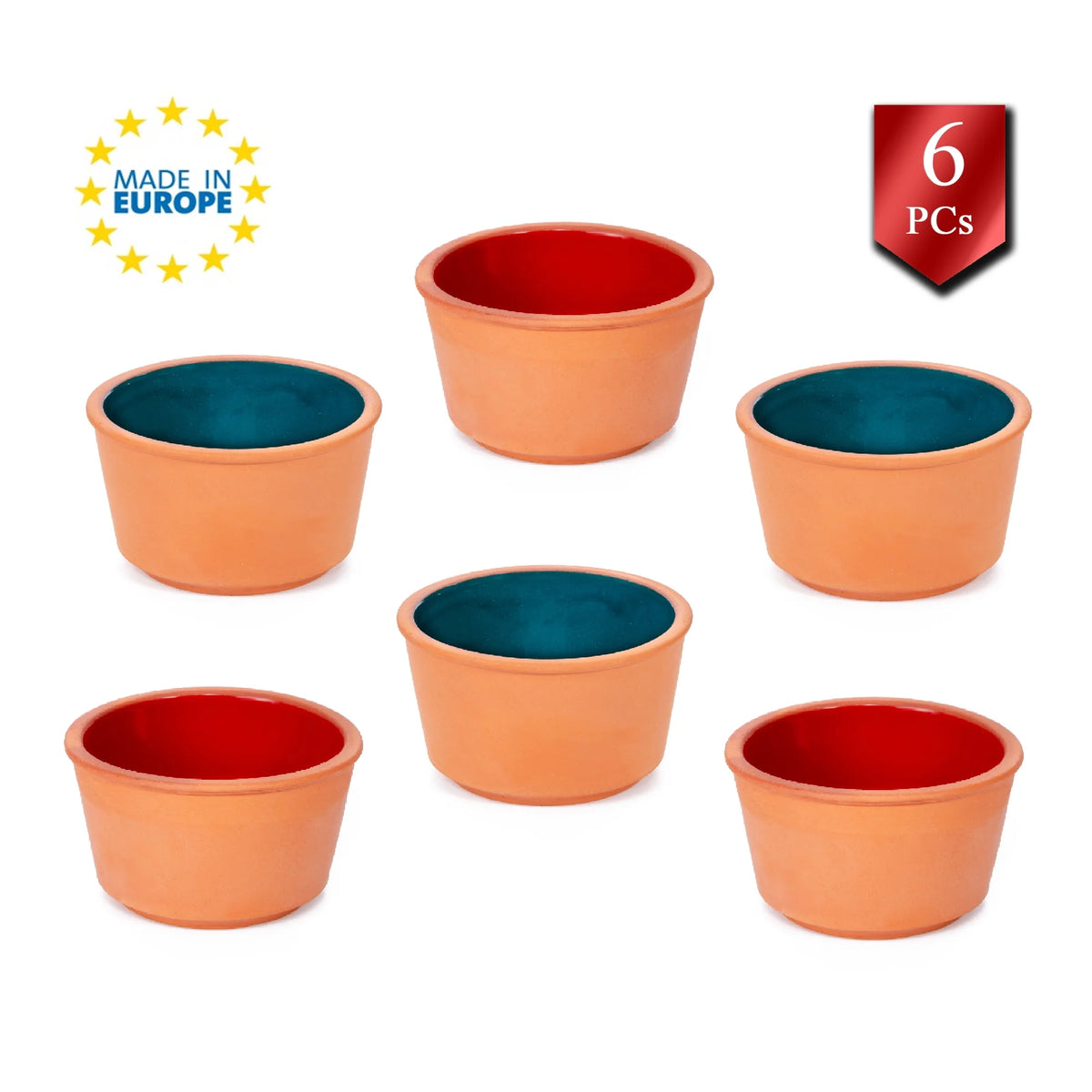 Set of 6 Terracotta Clay Serving Bowls R89066