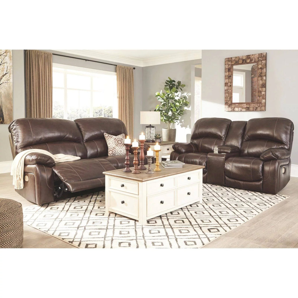 Gray Leather Power Reclining Sofa A9944