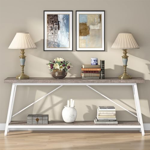 White Industrial Console Sofa Table L9740