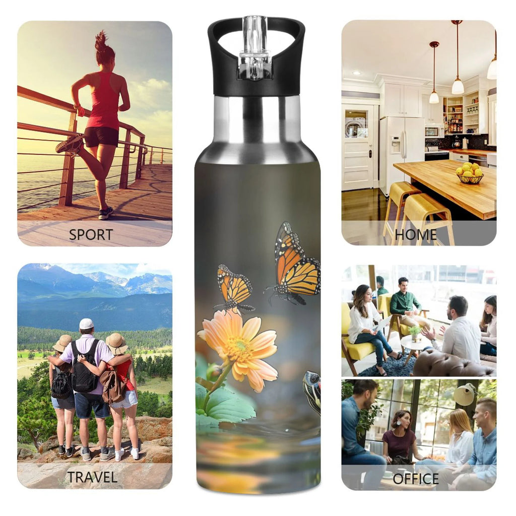20 oz Insulated Stainless Steel Water Bottle with Straw Lid G409
