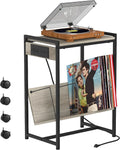 2-Tier End Table with Charging Station and Vinyl Storage Shelf C756