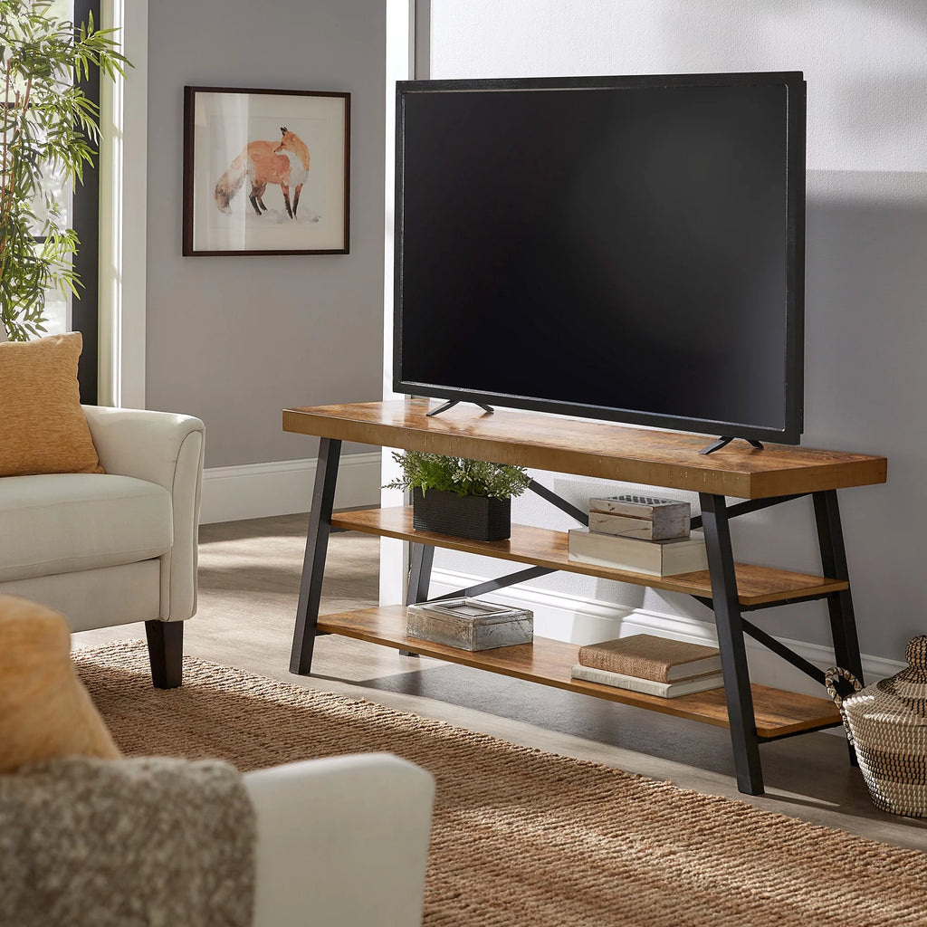 Rustic Wood and Metal TV Stand T445