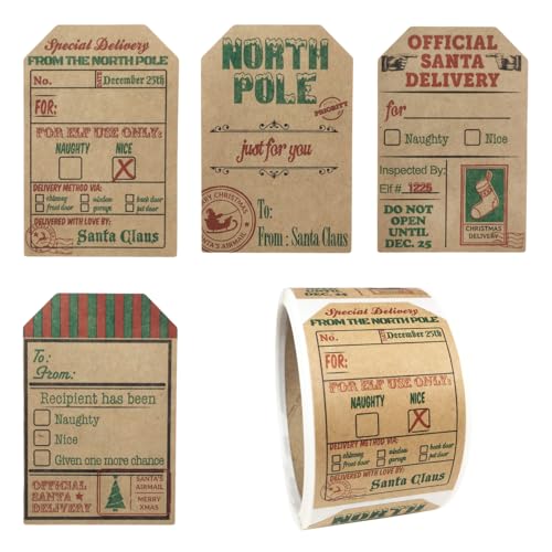 Kraft Gift Tag Stickers, 2 x 3 Inch, Roll of 100 G425