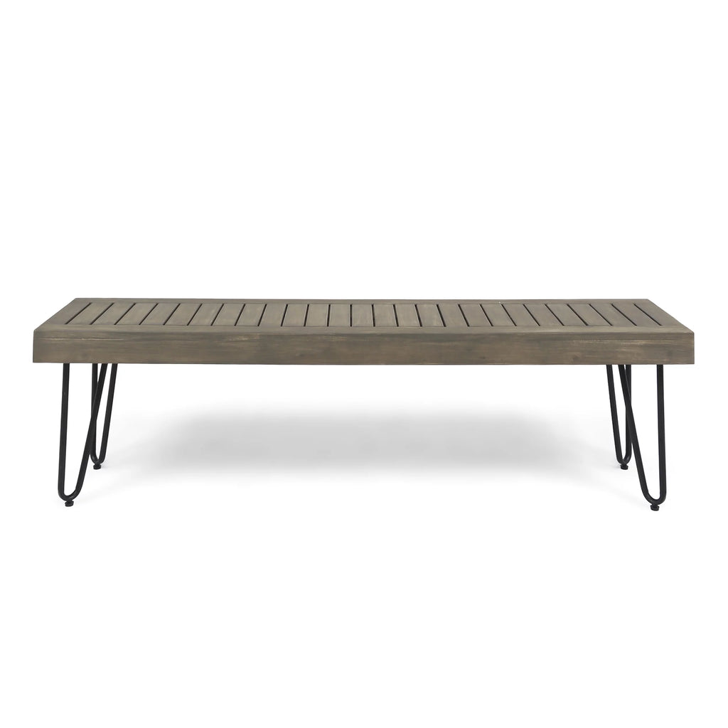 Grey Acacia Wood and Metal Bench W4012