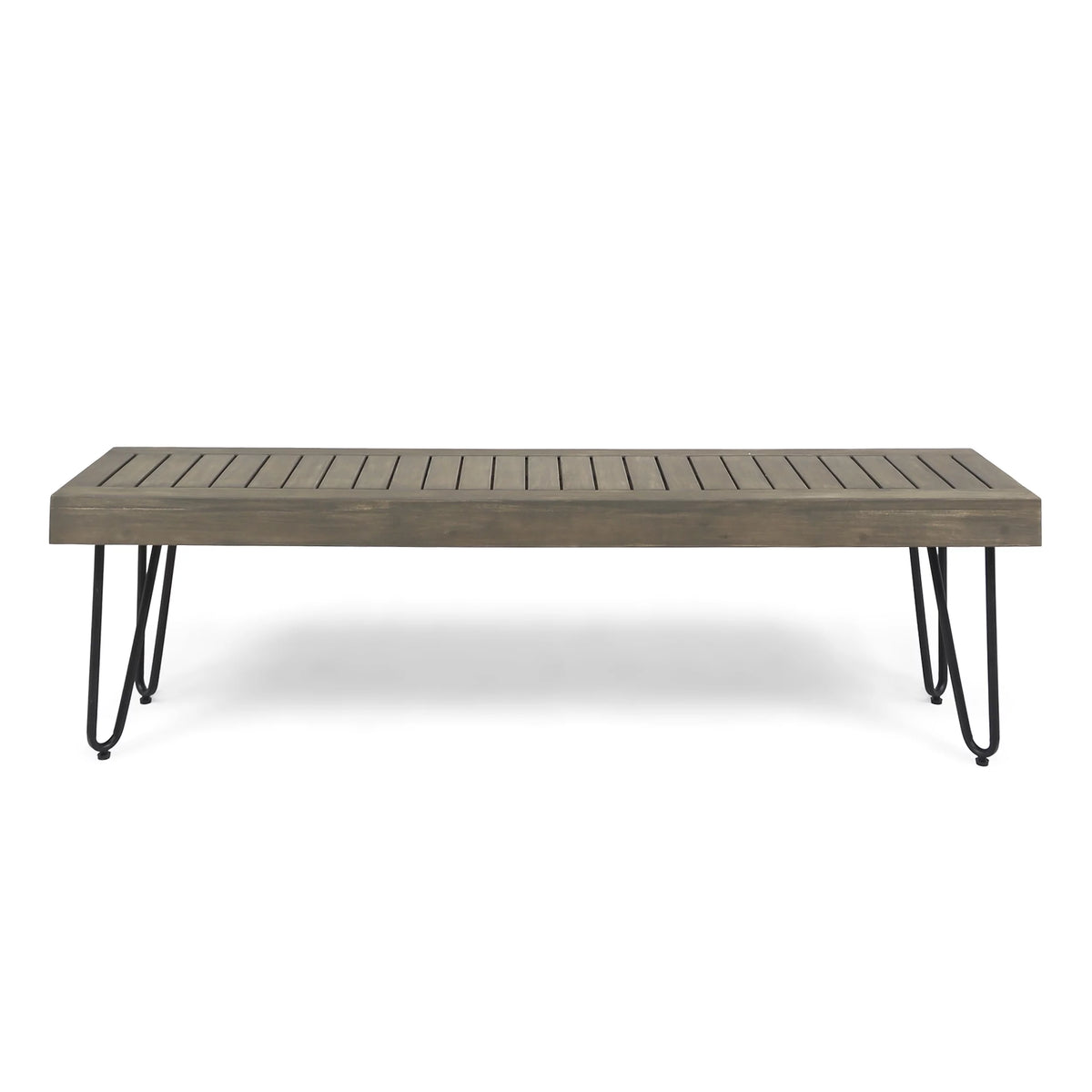 Grey Acacia Wood and Metal Bench W4012