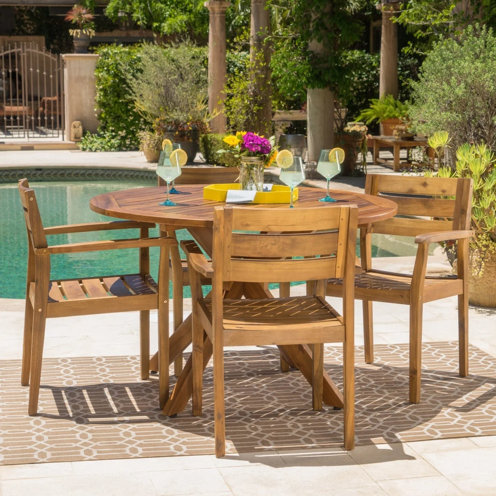 Acacia Wood 5 Piece Dining Set S1970