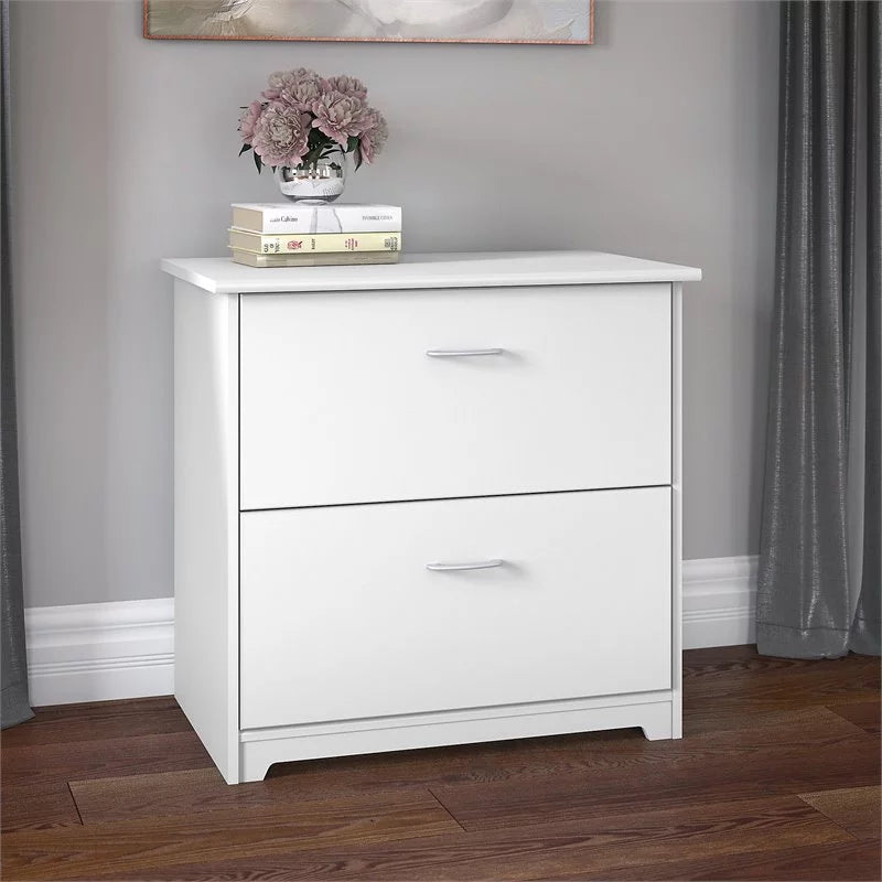 White 2 Drawer Wood Filing Cabinet Set of 2 Q96042
