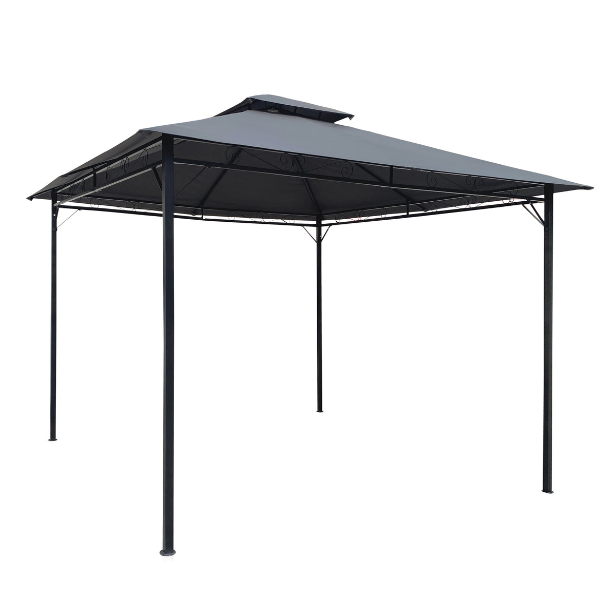 Gray Gazebo Canopy With Curtains Q7797
