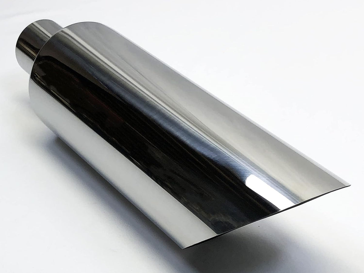 Polished Stainless Slant Exhaust Tip 6.00" X 18.00" Long 2.50" Inlet H640