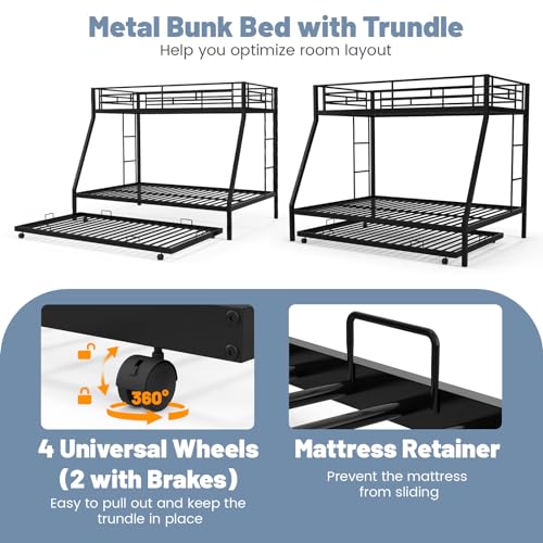 Twin Over Full Metal Bunk Bed with Trundle Z65254