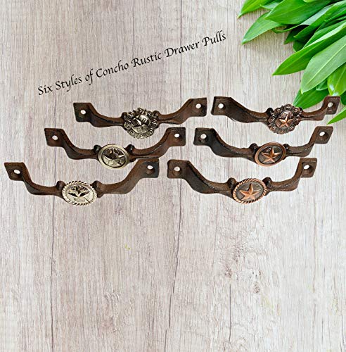 Cast Iron Kitchen Cabinet Handles and Drawer Pulls Antique Country Home Rustic Decor Farmhouse Cabinet Handle Texas Western Star Cabinet Knobs (2, Braided Bronze Star) B9731