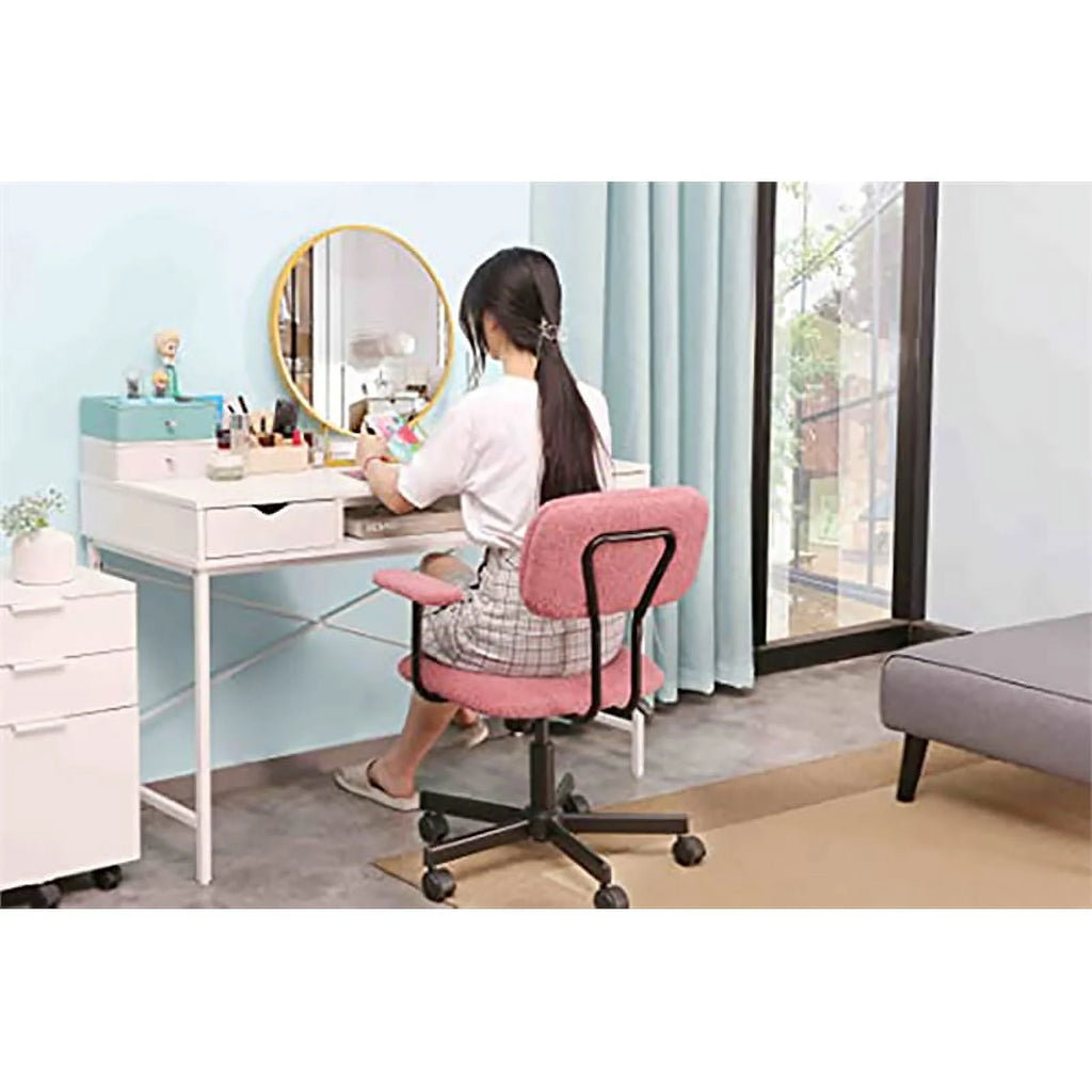 Pink Velvet Fabric Home Office Chair with Armrest Y55842