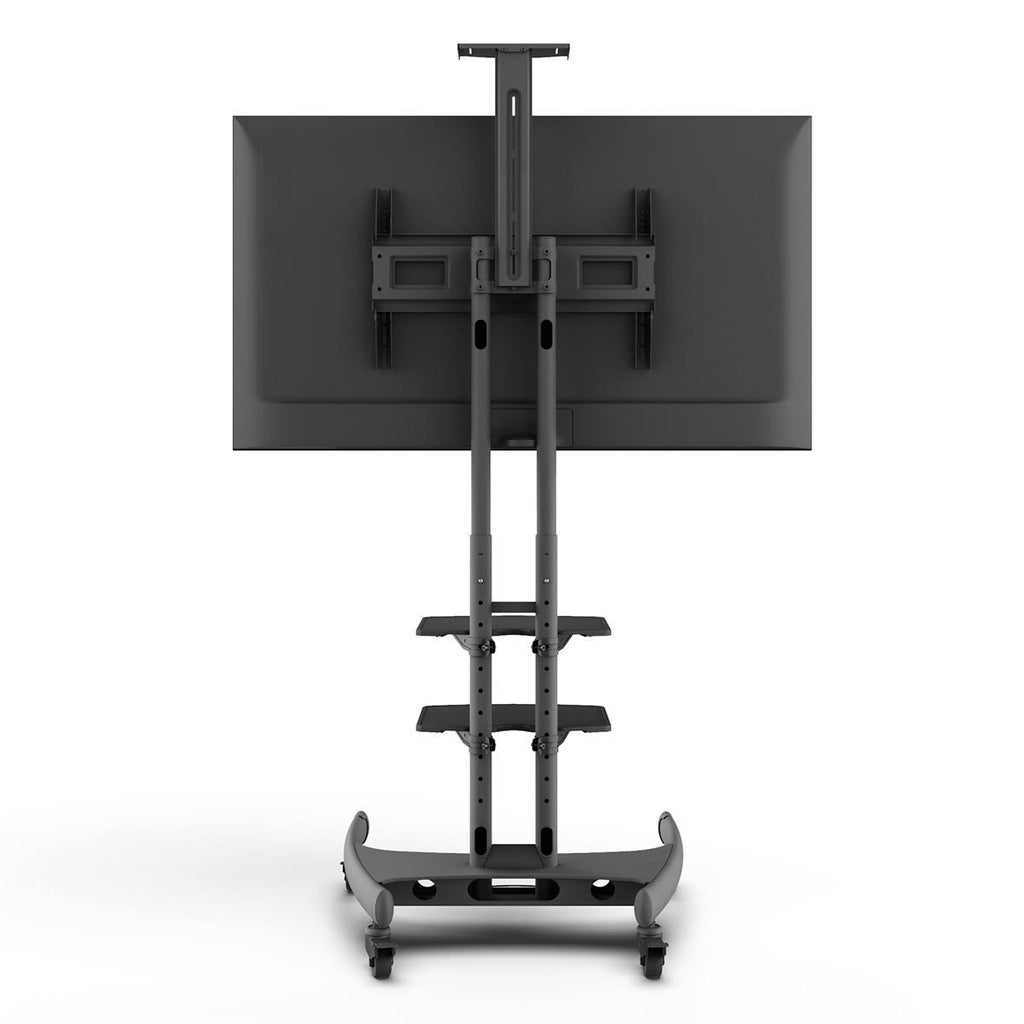 Black Mobile TV Mount with Two Adjustable Shelves G1732