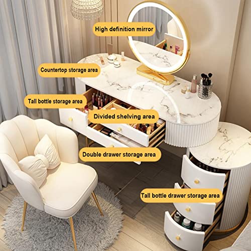 Gray Makeup Vanity Set with Lighted Mirror and Cushioned Stool L451138