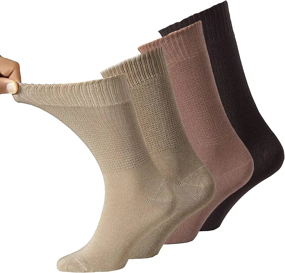 Brown 4 Pairs Diabetic Dress Socks Z7053