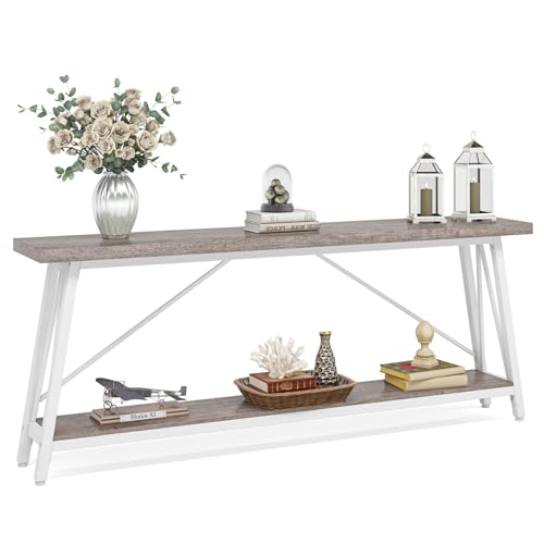 White Industrial Console Sofa Table L9740