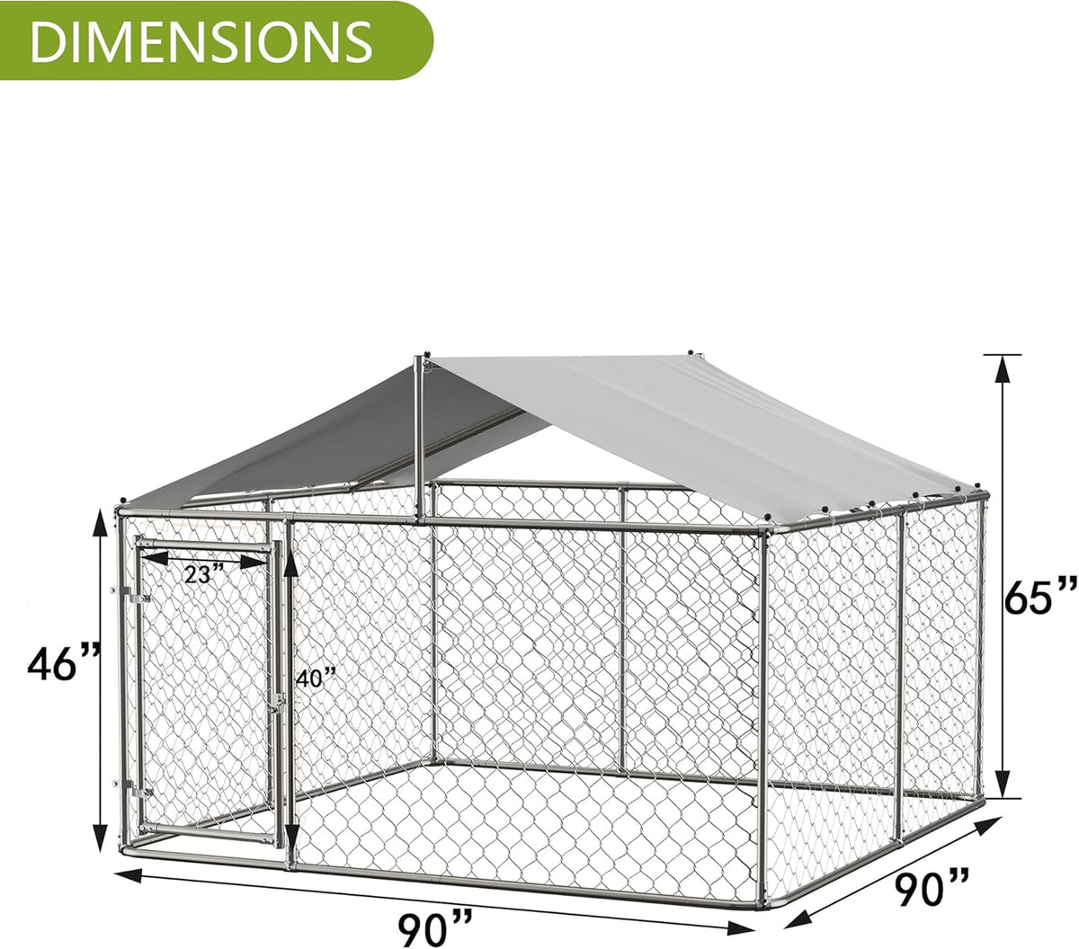 7.5' x 7.5' Large Outdoor Dog Kennel with WaterProof UV-Resistant Cover J8962
