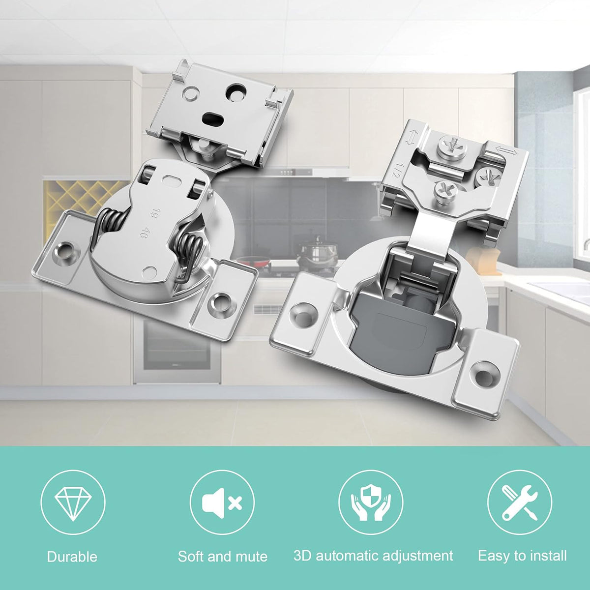 8 Pack Soft Close Adjustable Cabinet Hinge J4806