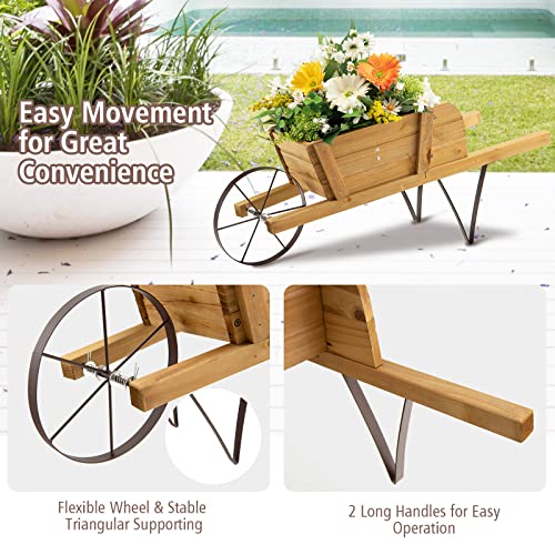 Red Wood Wagon Planter with 9 Magnetic Accessories Y4122
