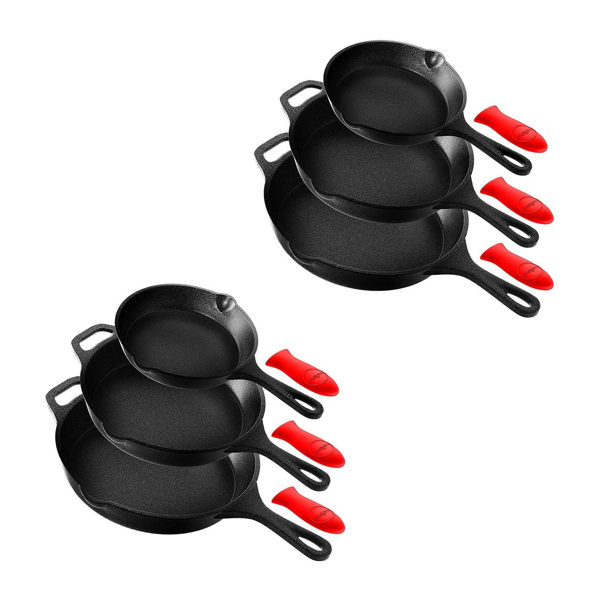 3 Piece Non Stick Cast Iron Skillet Fry Pan Set C205187